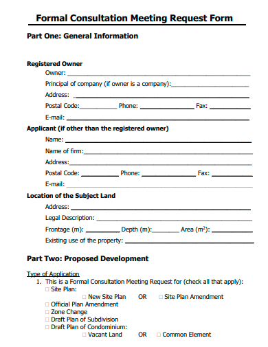 formal consultation meeting request form template