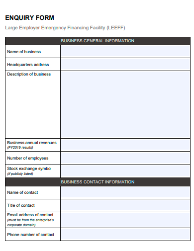 formal enquiry form template