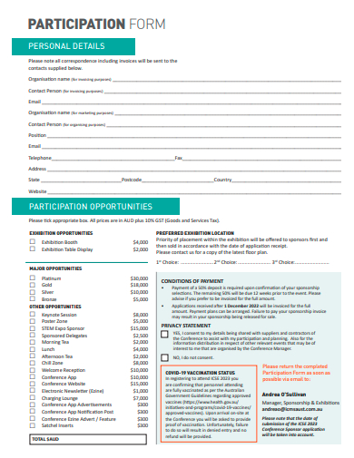 formal participation form template