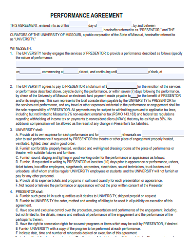formal performance agreement template