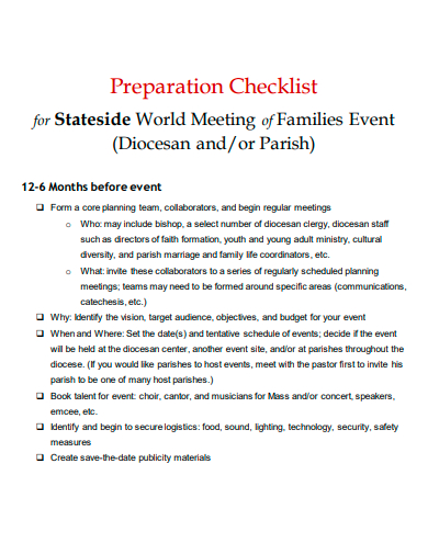 formal preparation checklist template