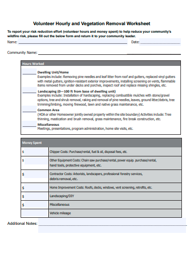 formal volunteer worksheet template