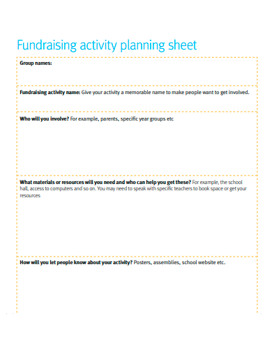 fundraising activity planning sheet template