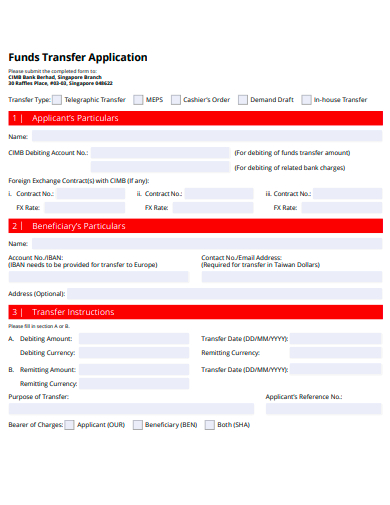 funds transfer application template