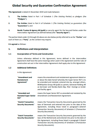 global security and guarantee confirmation agreement template