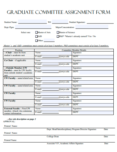 graduate committee assignment form template