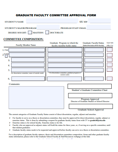 graduate faculty committee approval form template