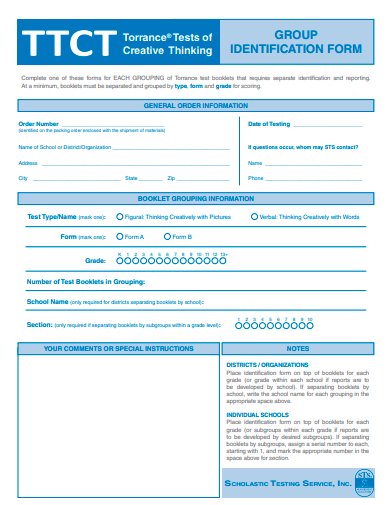 group identification form template