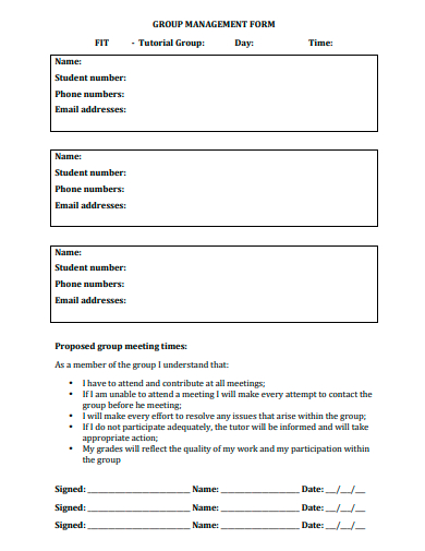 group management form template