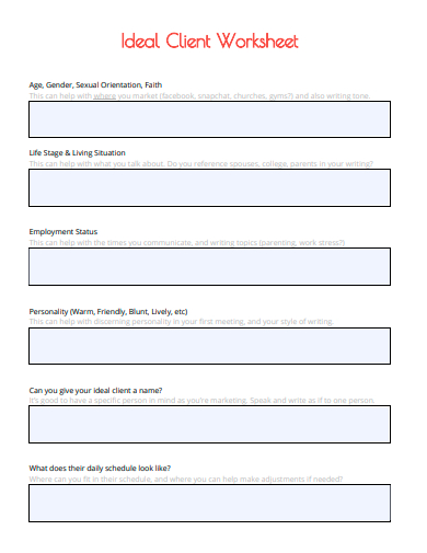 ideal client worksheet template