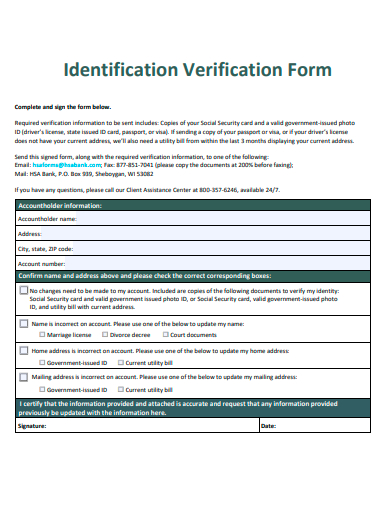 identification verification form template