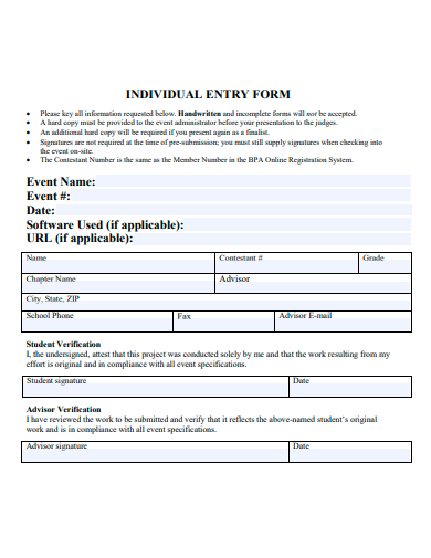 individual entry form template