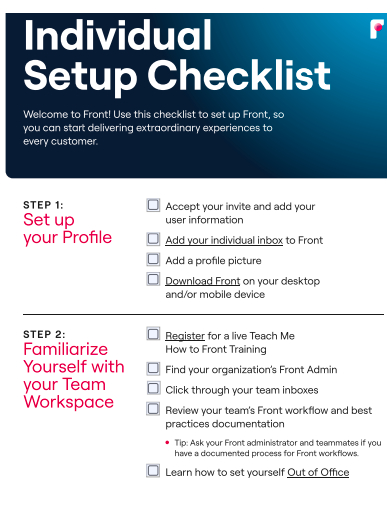 individual setup checklist template