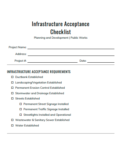 infrastructure acceptance checklist template