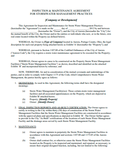 inspection and maintenance agreement template