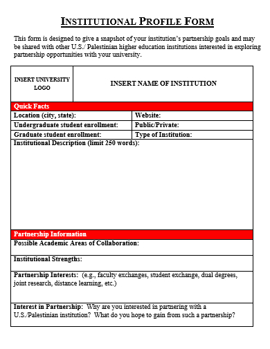 institutional profile form template