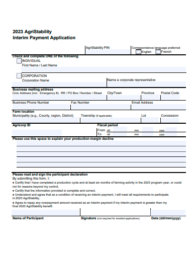 interim payment application template