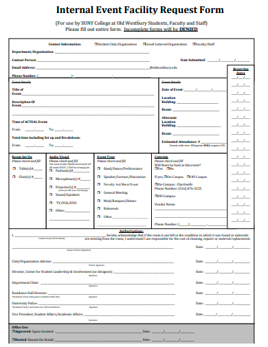 internal event facility request form template