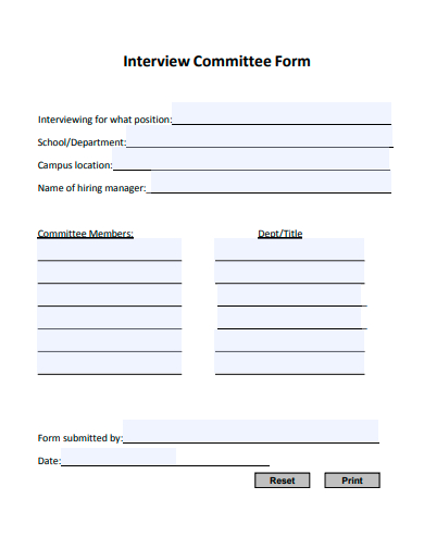 interview committee form template