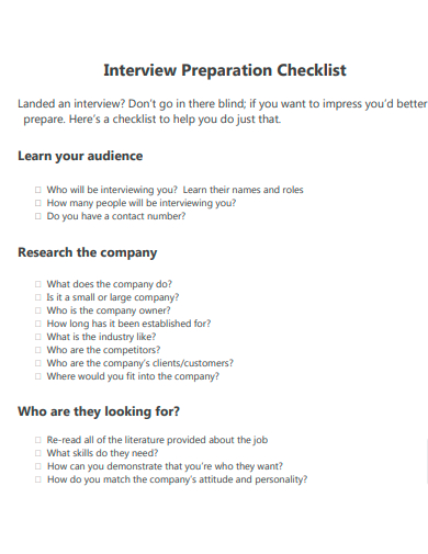 interview preparation checklist template