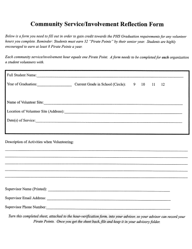 involvement reflection form template