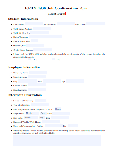 job confirmation form template