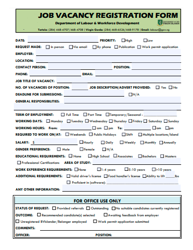 job vacancy registration form template