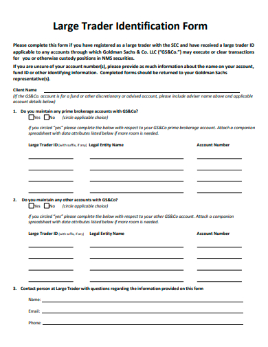 large trader identification form template