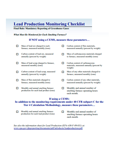 lead production monitoring checklist template