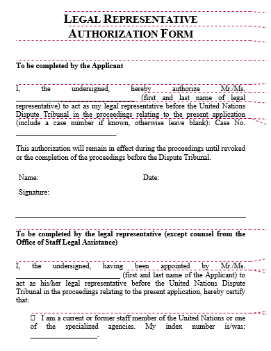 legal representative authorization form template