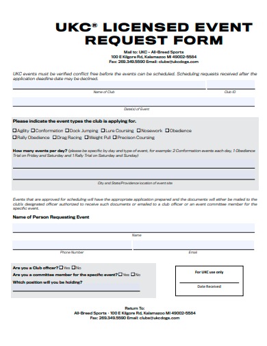licensed event request form template