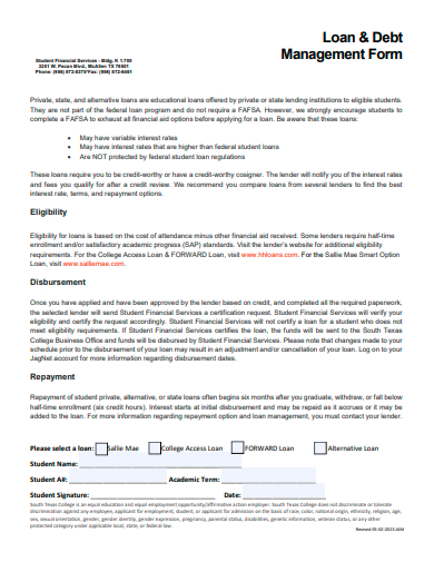 loan and debt management form template