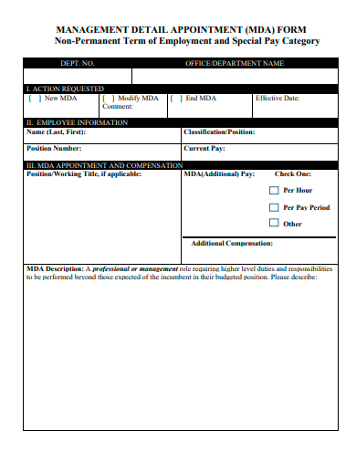 management appointment form template