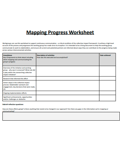 mapping progress worksheet template