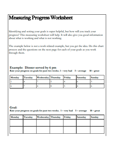 measuring progress worksheet template