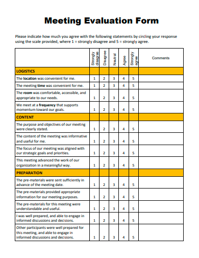 meeting evaluation form template