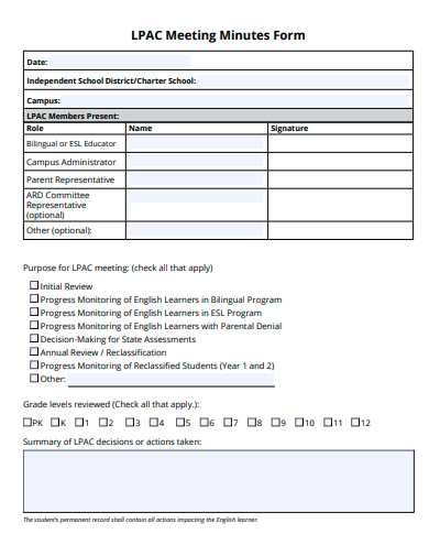 meeting minutes form template