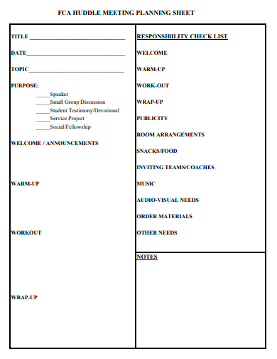 meeting planning sheet template