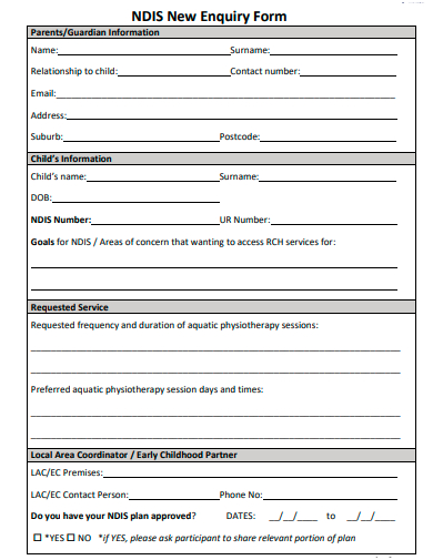 new enquiry form template