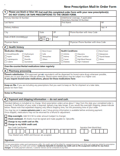 new prescription mail in order form template