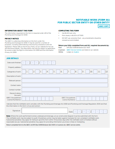 notifiable work form template