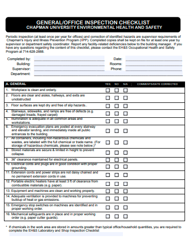 office inspection checklist template