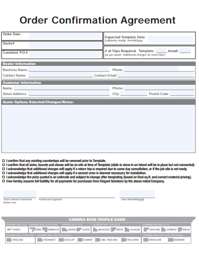 order confirmation agreement template