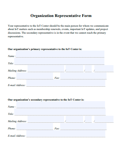 organization representative form template