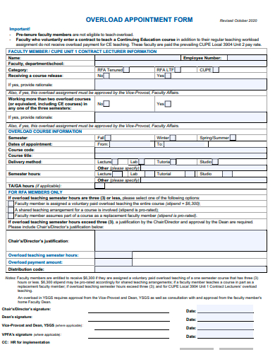 overload appointment form template