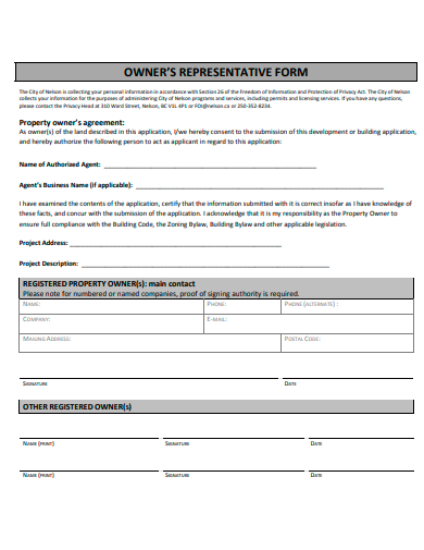 owners representative form template