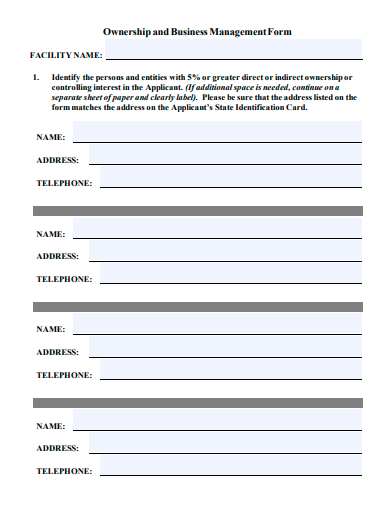 ownership and business management form template