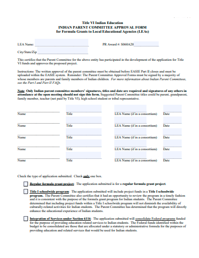 parent committee approval form template