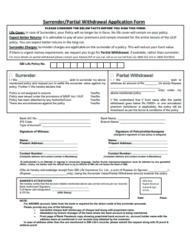 partial withdrawal application form template