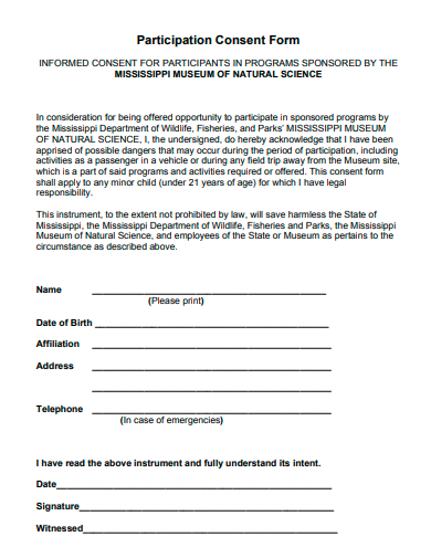participation consent form template